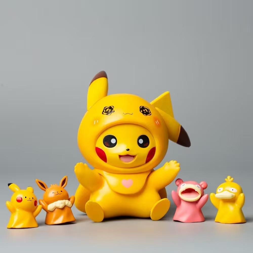 10cm Anime Pokemon Kawaii Gloves Pikachu Psyduck Eevee Cute Figure Doll Car Decoration Collection Model Toys Birthday Gift