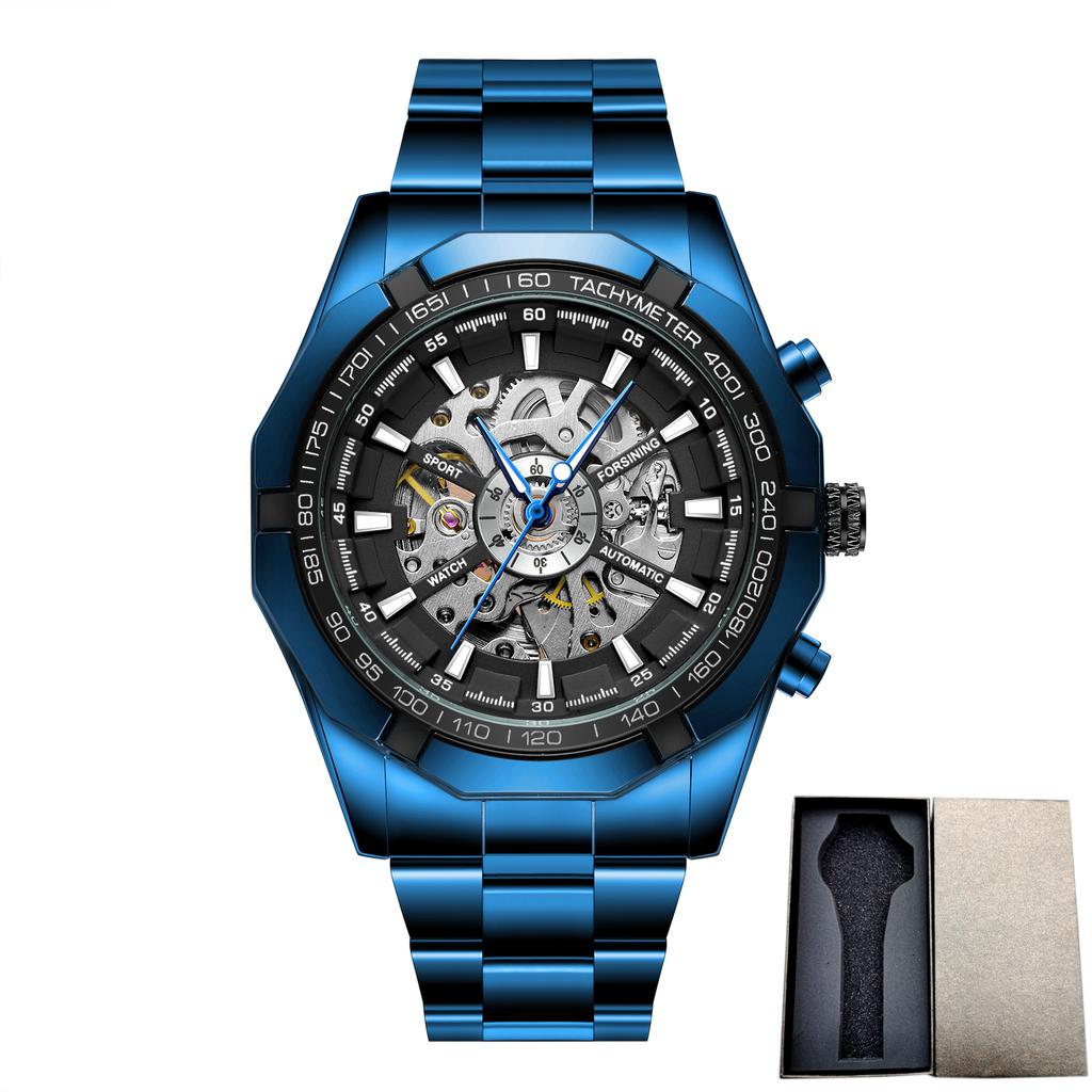 New Fashion Transparent Retro Men's Automatic Mechanical Watches Top Brand Luxury Stainless Steel Skeleton Clocks Reloj Hombre