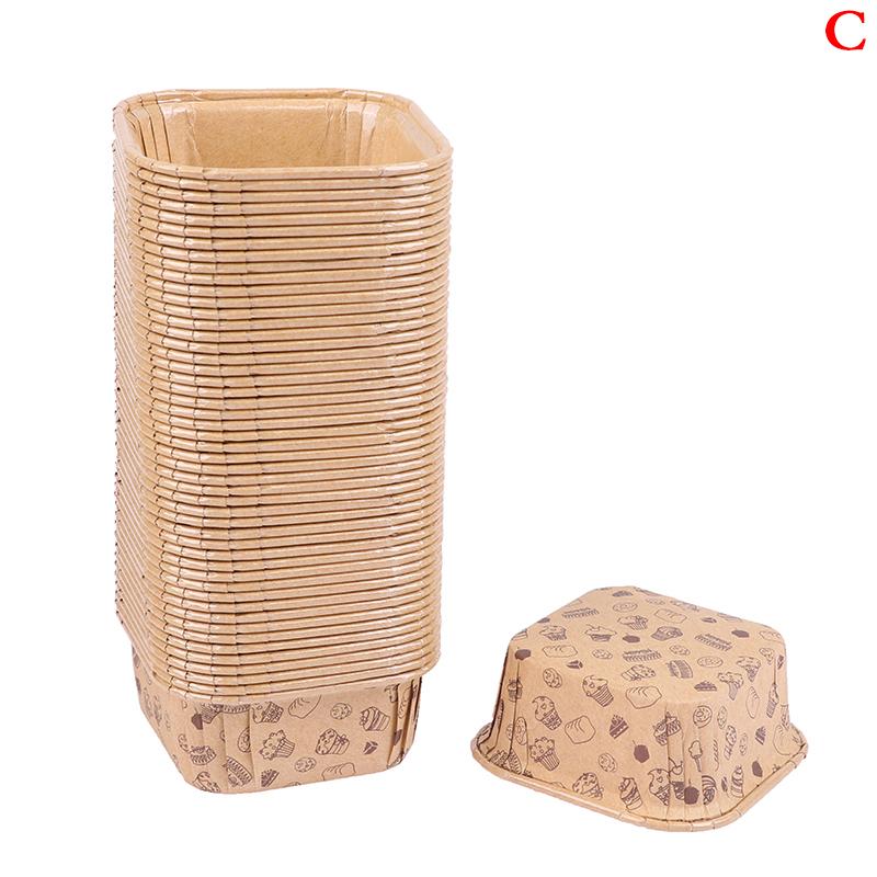 50Pcs Square Cupcake Paper High Temperature Resistant Oil-proof Chiffon Roll Cake Cup Baking Muffin Case Mold Holder