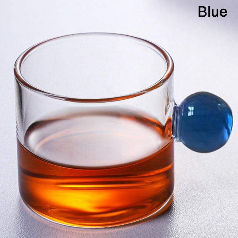 

Чашки для эспрессо, маленькая кофейная кружка с круглой ручкой, мини-кофейные чашки, чашка для чая, термостойкая, из боросиликатного стекла, для дома и офиса синий