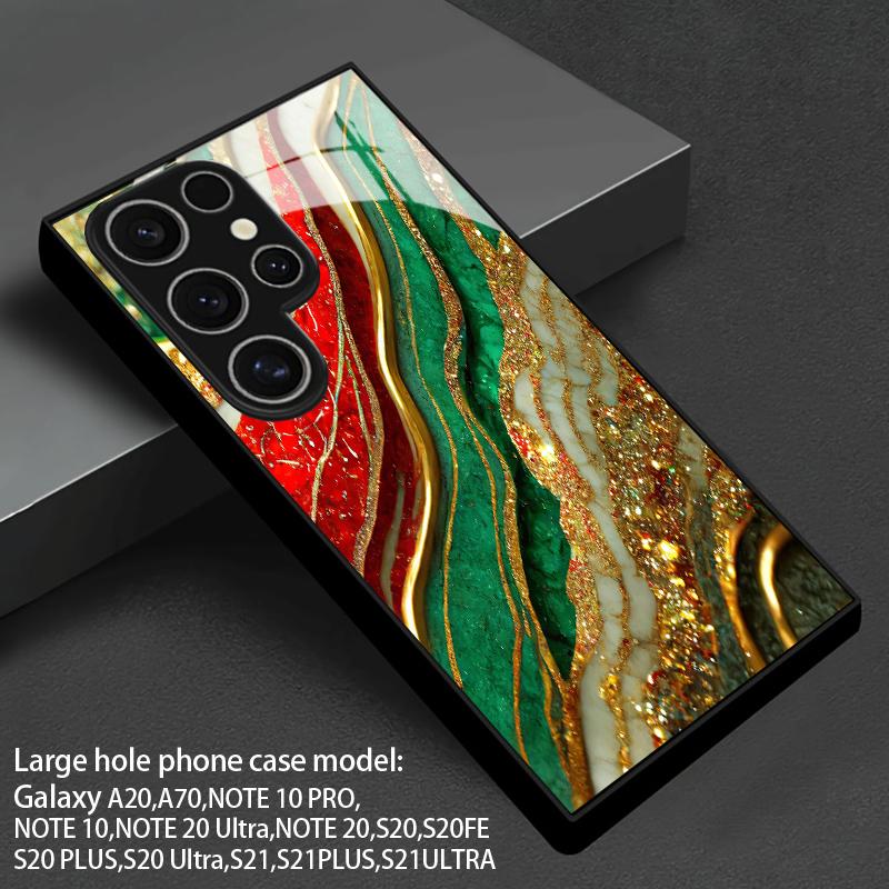 Red Green Mineral Pattern 2D Phone Case for Samsung S26 S25 S24 S23 S22 S21 S20 A55 A54 A53 Tempered Glass Protective Cover