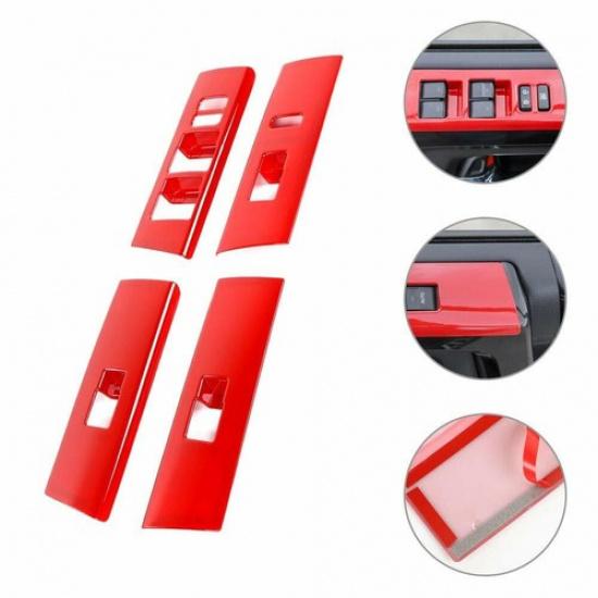 Red Window Lift Switch Button Panel Trim Decor Cover for 4Runner 10+ Accessories
