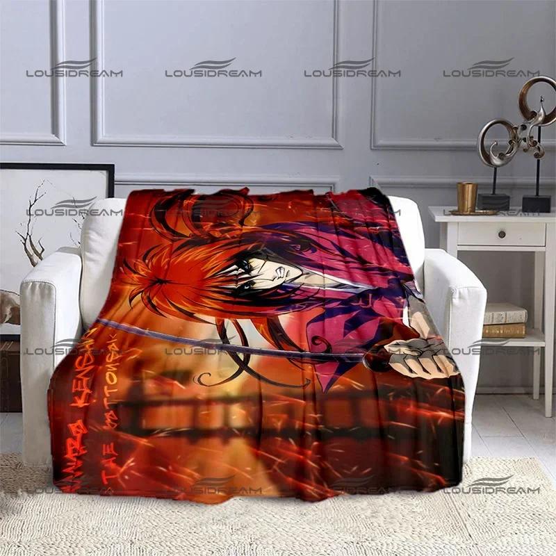Himura Kenshin Cartoon Blanket Classic Japanese Animation Flannel Decorative Thin Blanket Portable Home Travel Office Blanket