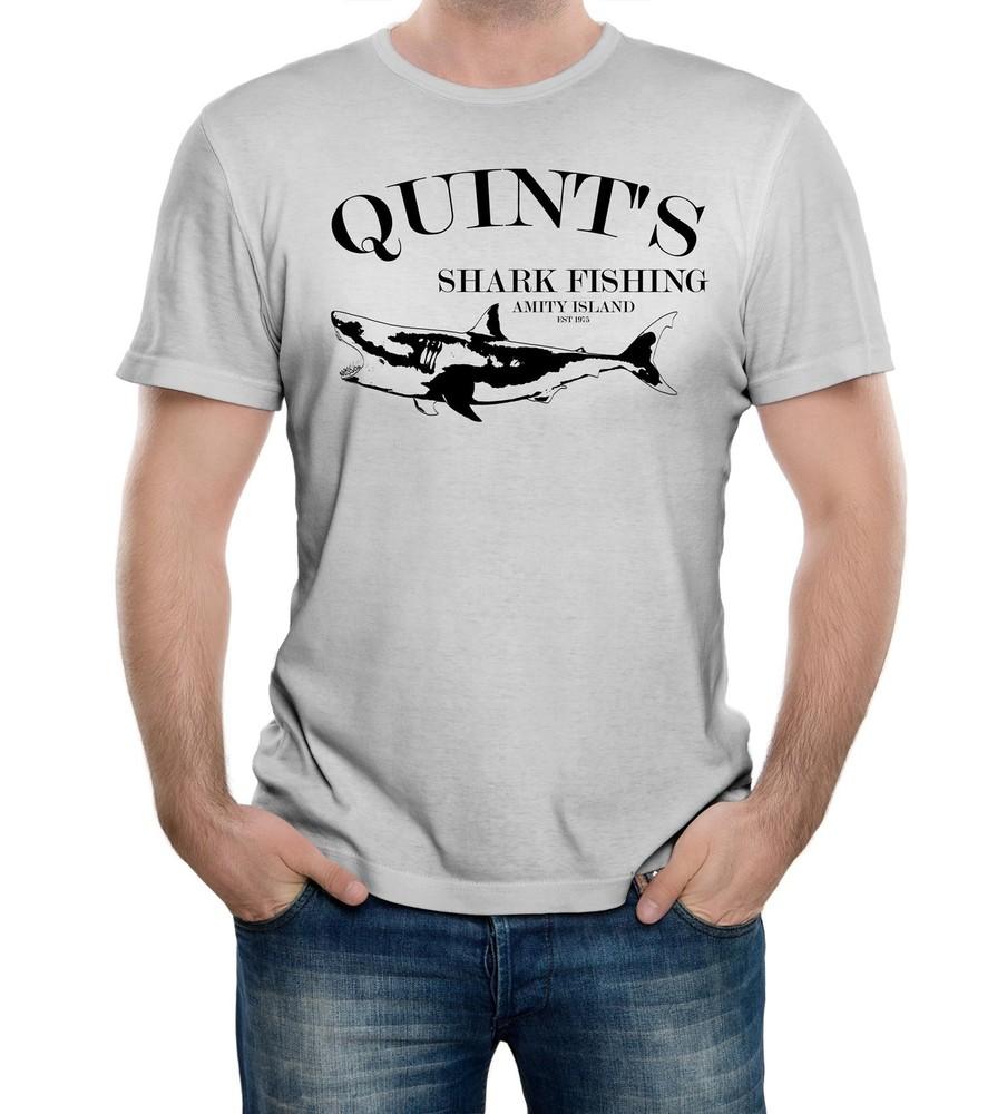 

Мужская футболка Quints Shark Fishing Смешная Челюсти Белая акула Фильм Рыбак Улов XL