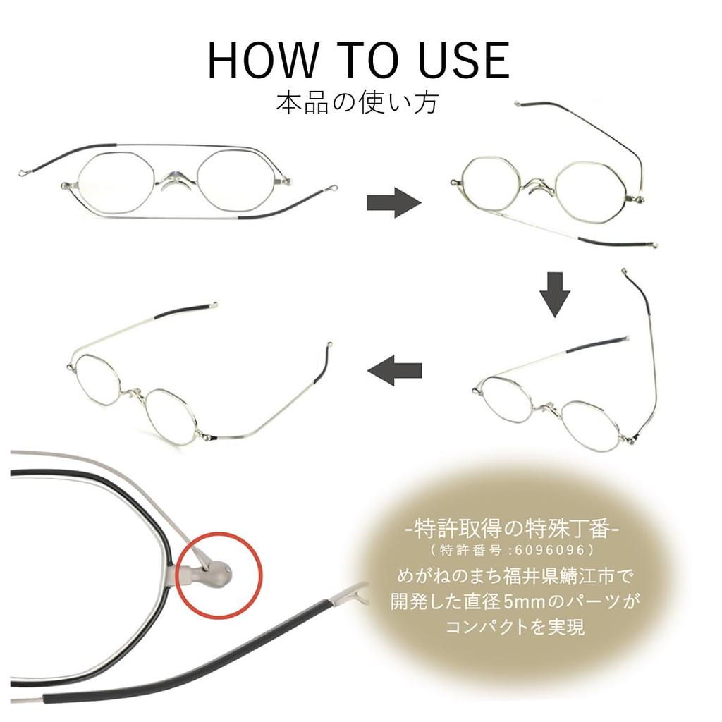 Thin Reading Blue Light Octagonal Sabae Manufacturer UV [SHIORI] Glasses, Blocking, Design, Design, Protection, Silver, Women's & Men's, Stylish,