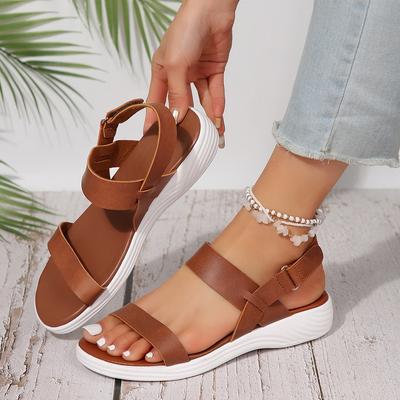 Summer Casual Sandals for Women Flat Fish Mouth Shoes Plus Size Women's Sandals