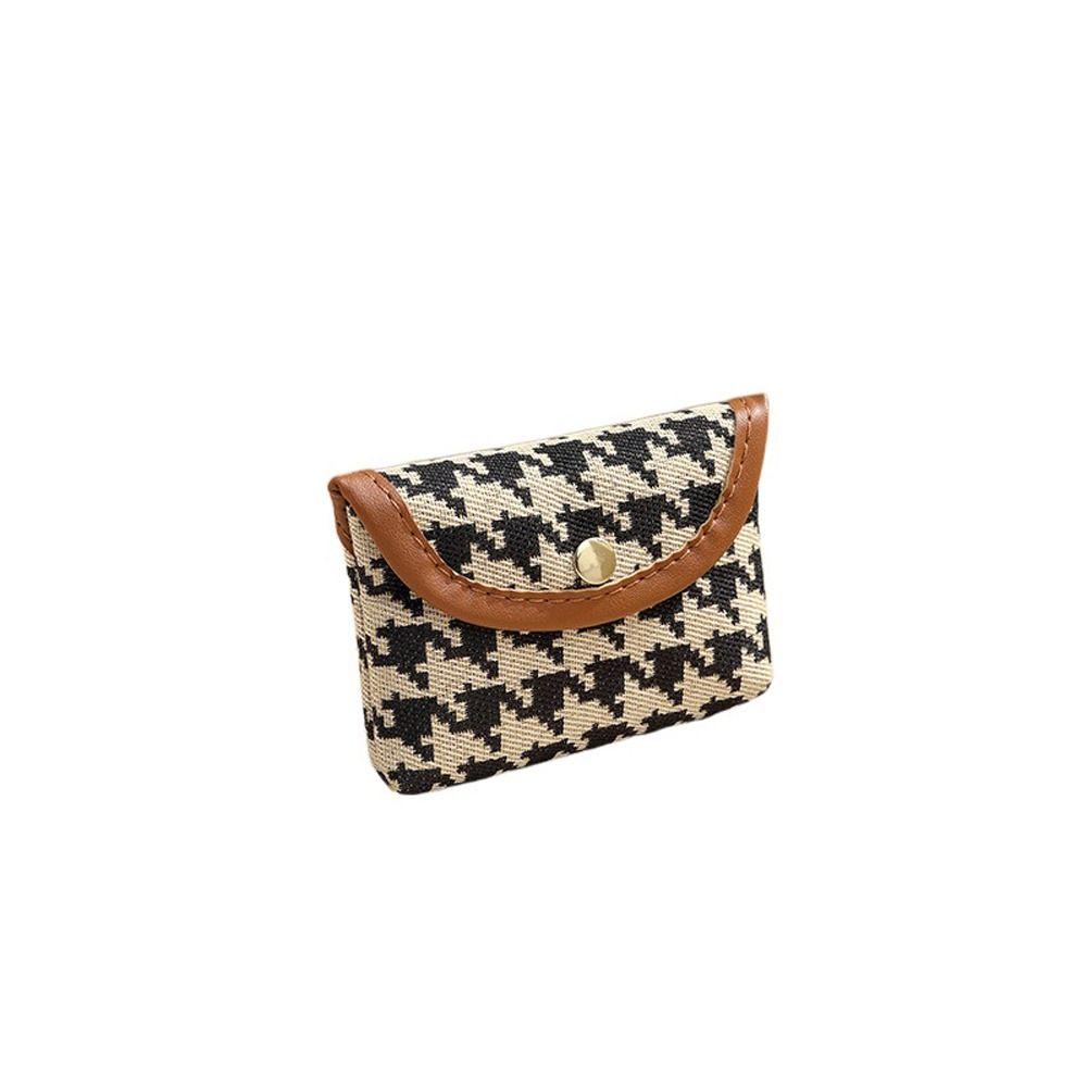 

Двухслойный клетчатый холщовый короткий кошелек для монет в полоску, квадратная косметичка, мини-сумочка для помады, на каждый день brown-simple