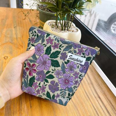 Damen Kosmetiktasche Klein Vintage Lila Blumen Kosmetik Lippenstift Aufbewahrungstasche Geldbörse Kartenhalter Damenbindenhalter Etui