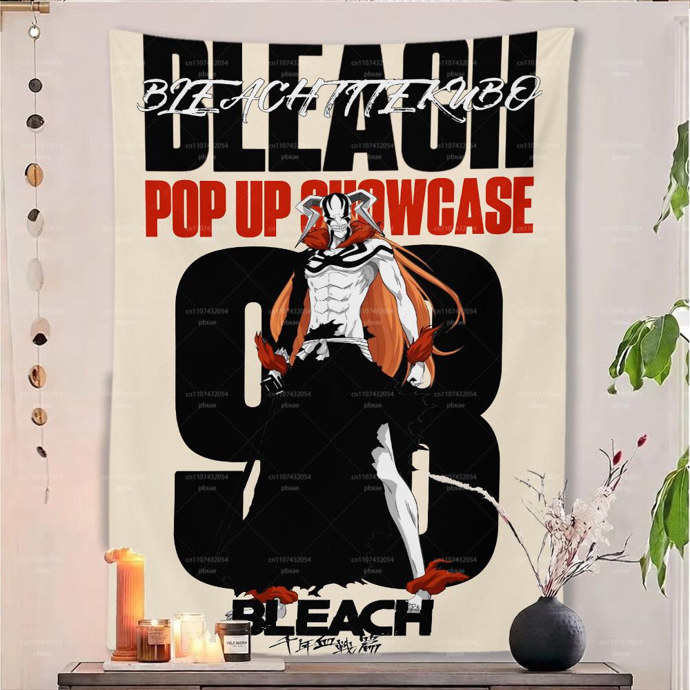 B-Bleach Anime Tapestry Wall Hanging Retro Poster Style Background Cloth Bedroom Dorm Room Home Decor Aesthetic Art Wall