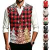 Herre Juleprint V-hals Sweater med Store Knapper