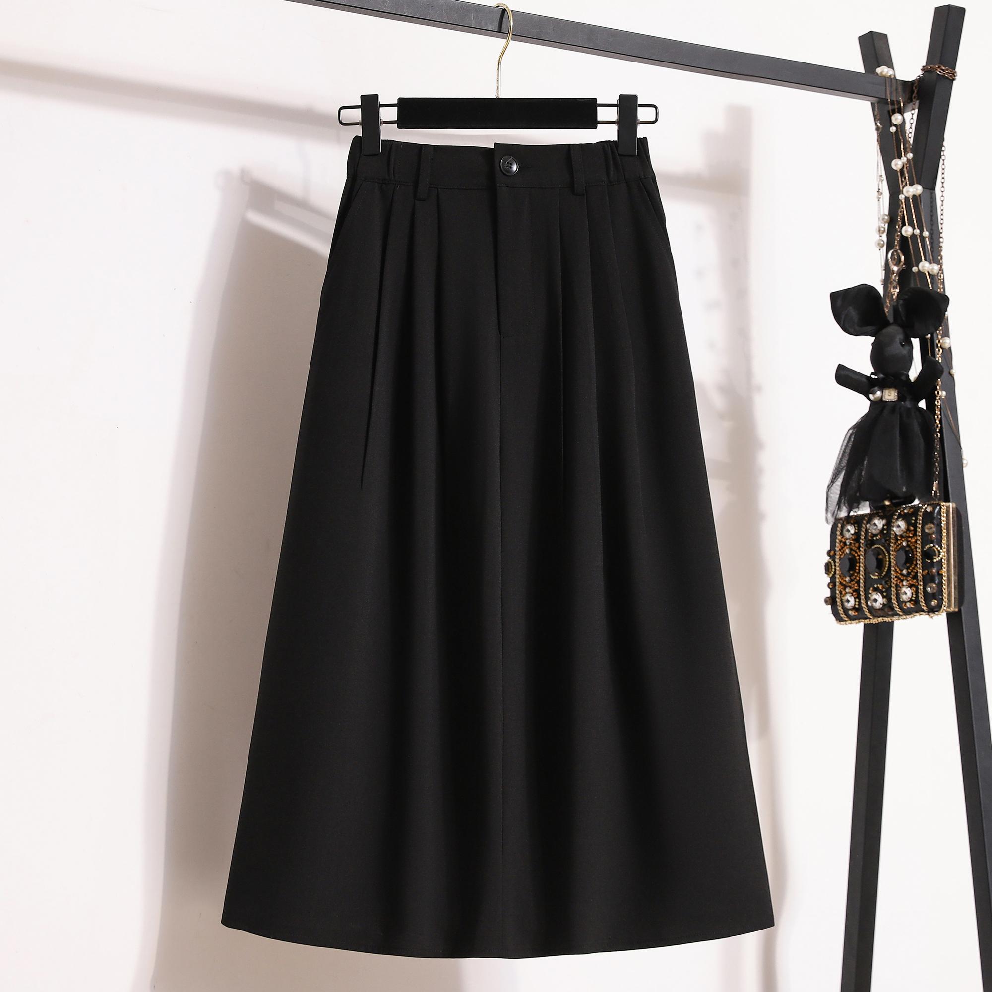 

DIMANAF 2024, новинка весны и лета, женские юбки больших размеров, свободные эластичные талии, модные однотонные плиссированные длинные юбки трапециевидной формы, 2024 5XL чёрный