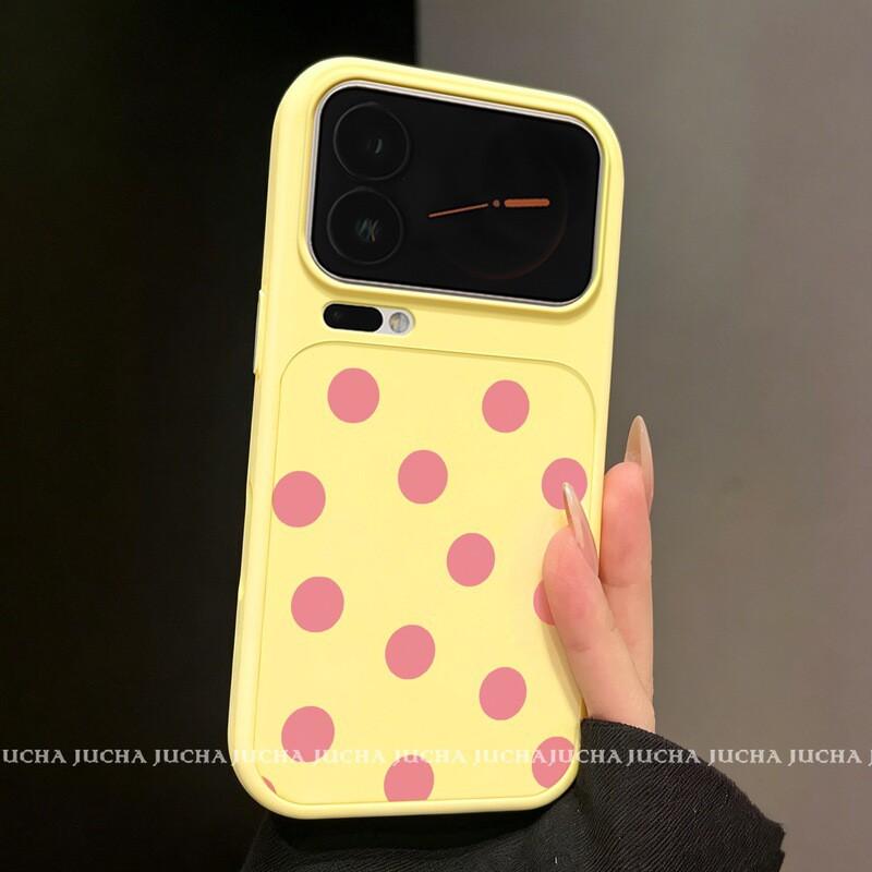 Soft Silicone Full Coverage Phone Case IPhone 17 Pro Max 2026 Pink Polka Dot Design Women Xiaomi 17