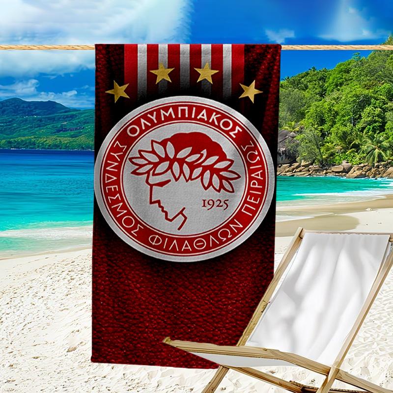 Olympiacos Fc: Toalla de Playa de Microfibra Orgullo Rojo y Negro, Ligera y de Secado Rápido, para Viajes de Verano, Esencial para la Playa, Piscina al Aire Libre