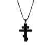 New Titanium Steel Cross Pendant Russian Orthodox Byzantine Stainless Steel Men's Cross Necklace