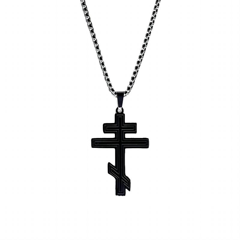 New Titanium Steel Cross Pendant Russian Orthodox Byzantine Stainless Steel Men's Cross Necklace