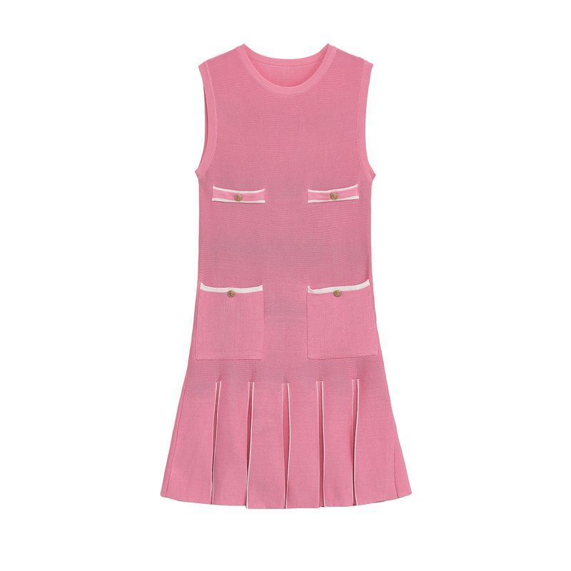 Kaslead New Arrival Women's Clothing Fashion Style Fashion Minimalist Wide Pleated Knitting Mini Dress 3859025