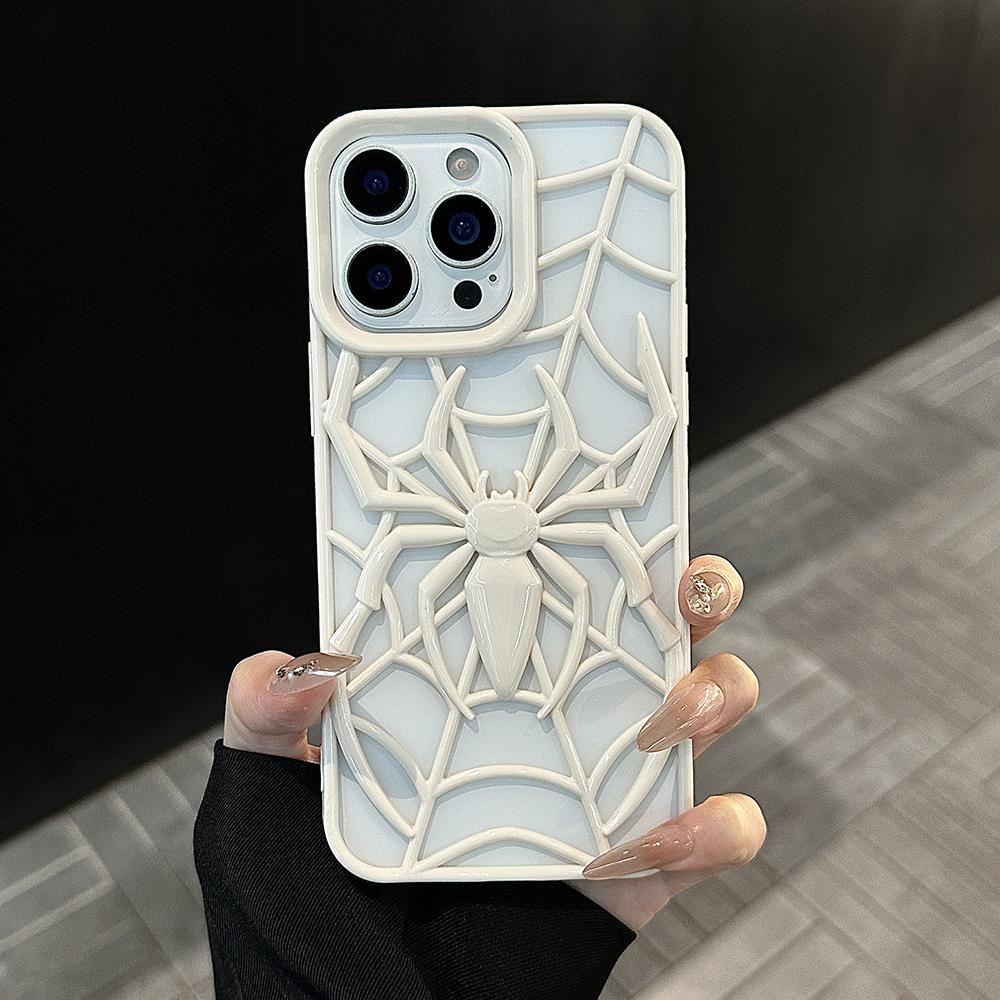 

Cool 3D Spider Hollow Dissipate Heat Phone Case For iPhone 16 15 14 13 12 11 Pro Max Shockproof Soft Silicone Cover For iphone 15promax