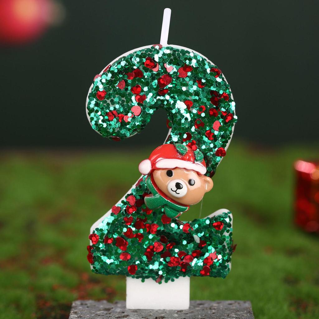 Christmas Bear Number Candles: Holiday Cake Toppers & Decorations