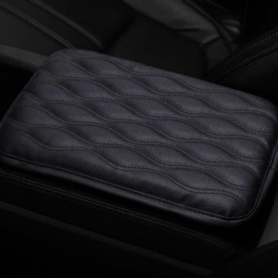 Black Car Center Console Box Armrest Cushion Cover PU Leather Pad Protector