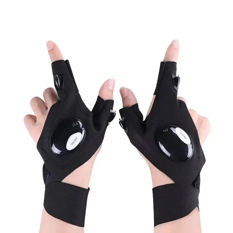 Rukavice bez prstů s nočním osvětlením Vodotěsné Led Rybářské rukavice Kempování Turistika Záchrana přežití Multilehký nástroj Outdoor Tool