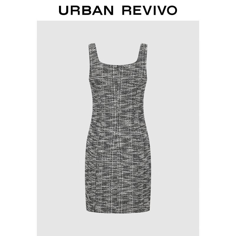 

UR Шикарное твидовое платье с поясом в стиле колорблок XL