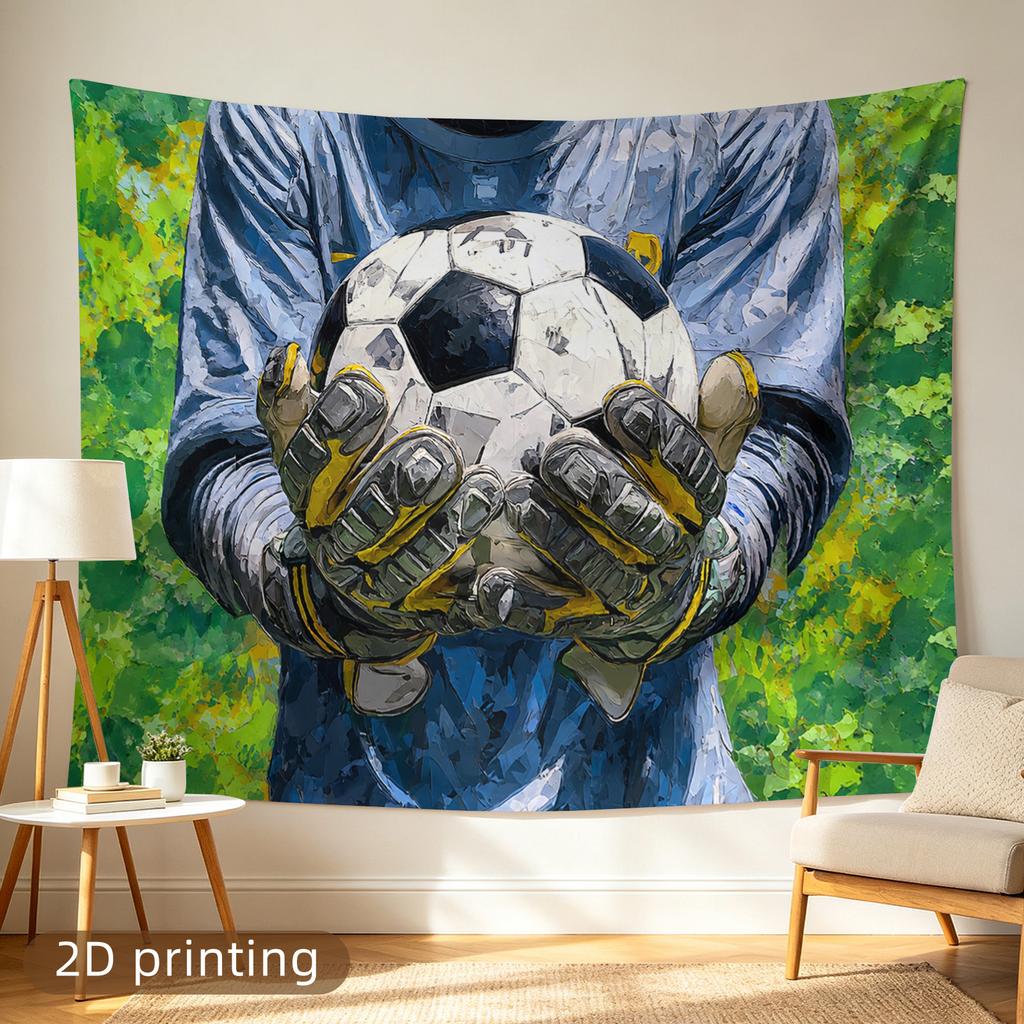 Soccer Football Tapestry Wall Hanging Sports Decor Blue Athlete Fan Gift Room Art Modern Game Poster Print Decoration