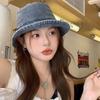 Japanese washed denim fisherman hat children spring and summer 2025 versatile face small sunshade sunscreen basin hat