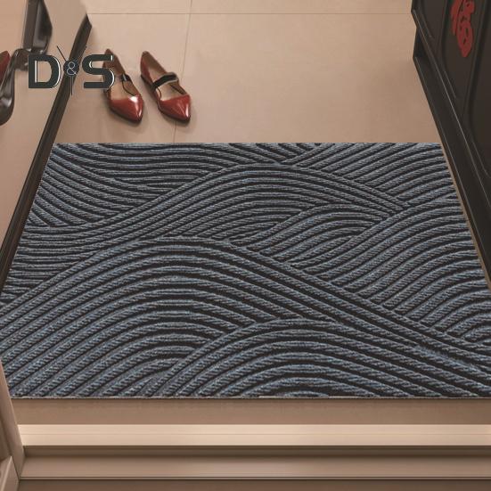 Door Mat Removes Dirt Recycled Anti-Slip Base Cuttable Geometric Pattern Indoor/Outdoor Use Entrance Rug for Kitchen Garage