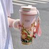 Double drinking cup Stainless steel straw thermos cup Women's portable cup Gift cup High value coffee cup