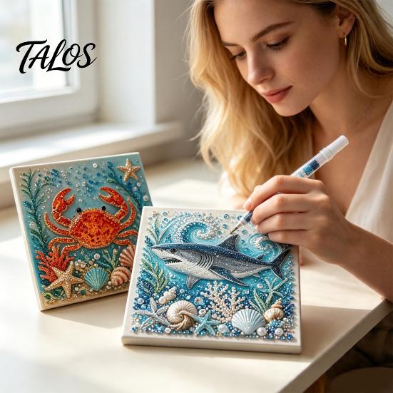 3D Strasssteine Bastelset Meeresschildkröte Oktopus DIY Perlenmalerei Set, Ozean Thema Diamant Malerei Entspannende Erwachsenen Sets Set für Erwachsene Anfänger, Perlen Alles-Perlen