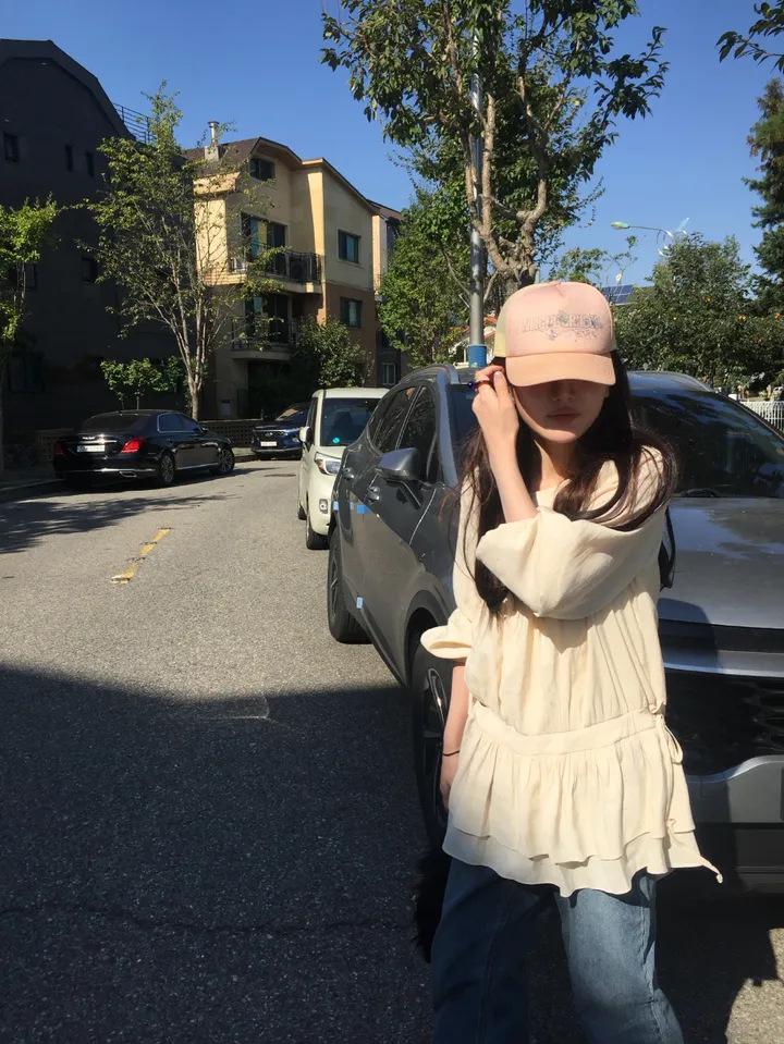 Korean Style Elegant Waist-Cinching Drawstring Loose Slimming Solid Color Spring Dress