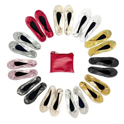 Maogu Skladacie Topánky Prenosné Baletky Pohodlné Spoločenské Slip-on Dámske Topánky Červená Žena PU Balerínky Fitness Balerínky
