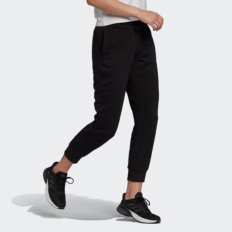 Adidas Womens Running Training Lace-Up Cuffed Sports Nine-Point Knitted Pants Women Bottoms Black GM5541