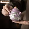 120ML Purple Ru Gilt Silver Butterfly Flower Gourd Teapot Japanese Tea Infuser Pot Tea Making Kettle With Strainer Cafes Craft