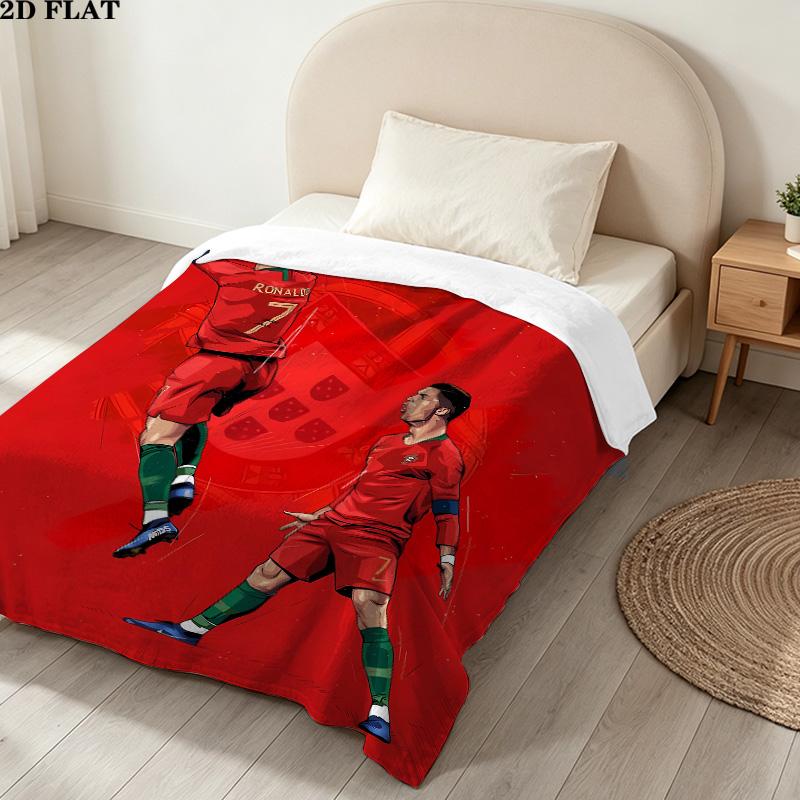 1PC Ronaldo Patterned Flannel Blanket Suitable For All Seasons For Home Decor Warmth And Comfort Gifts Holiday Present