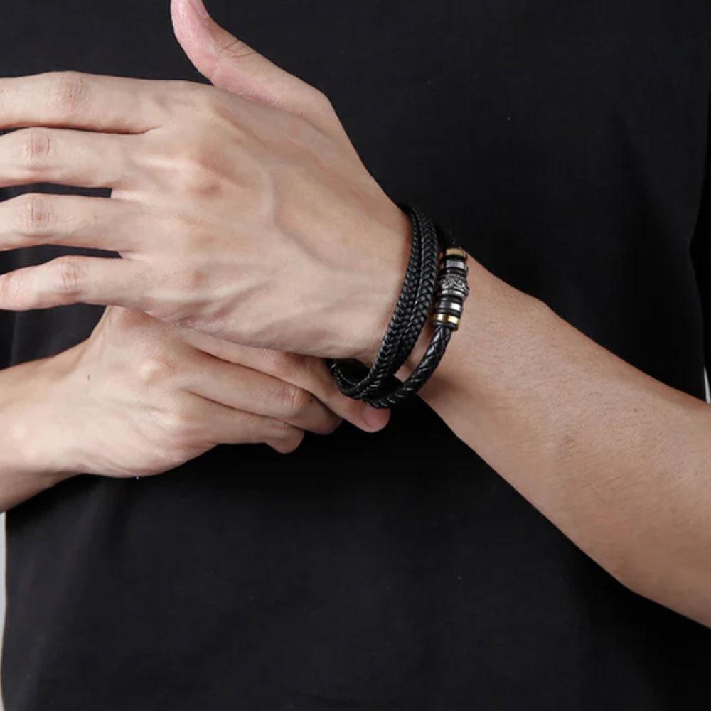 Edelstahlarmband für meinen Sohn, Geschenke für den Sohn von Mama und Papa, Geburtstagsgeschenk für den Sohn, Herrenarmbänder, Geschenkbox mit Nachrichtenkarten