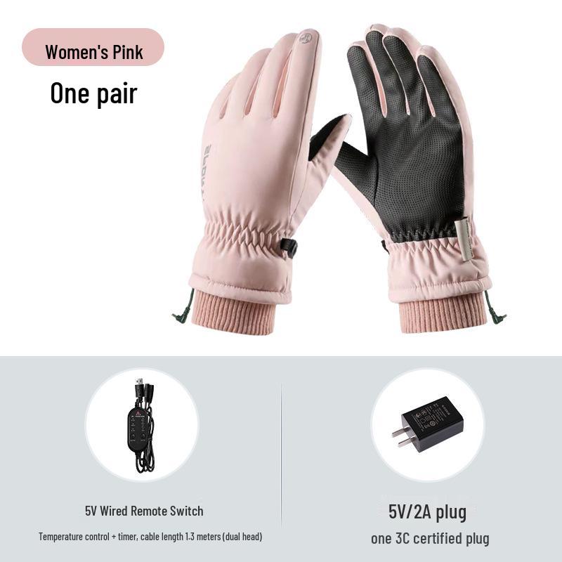 USB Heated Gloves: Winter Warmth with Thick Velvet, Cold-Resistant Motorcycle Riding Power Bank Heating