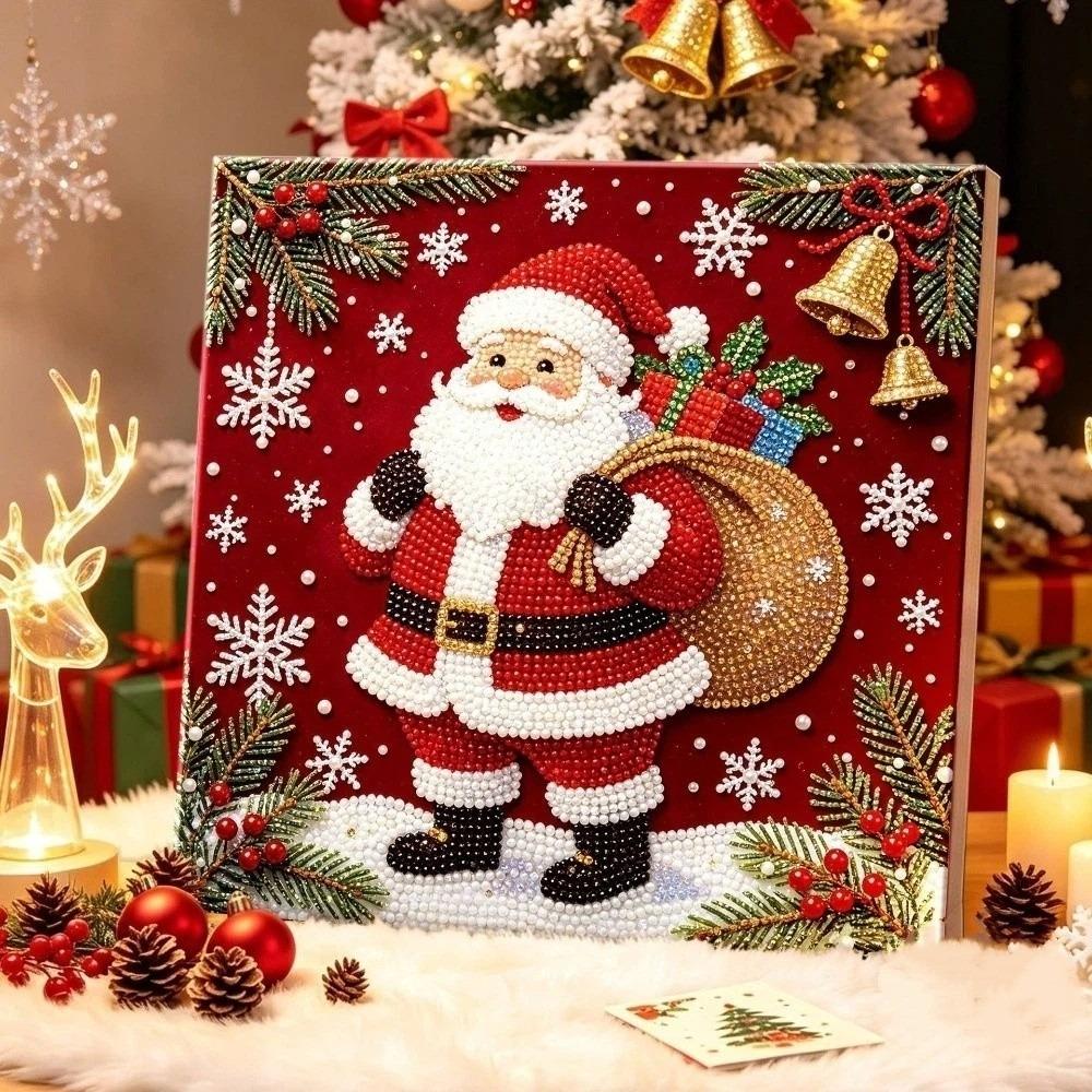 With Frame DIY Pearl Bead Art Set Handmade Christmas Decor Santa Crystal Painting Set  Christmas