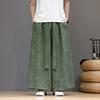 Mens Chinese Style Dragon Pattern High Waist Wide Leg Large Size Casual Long Pants