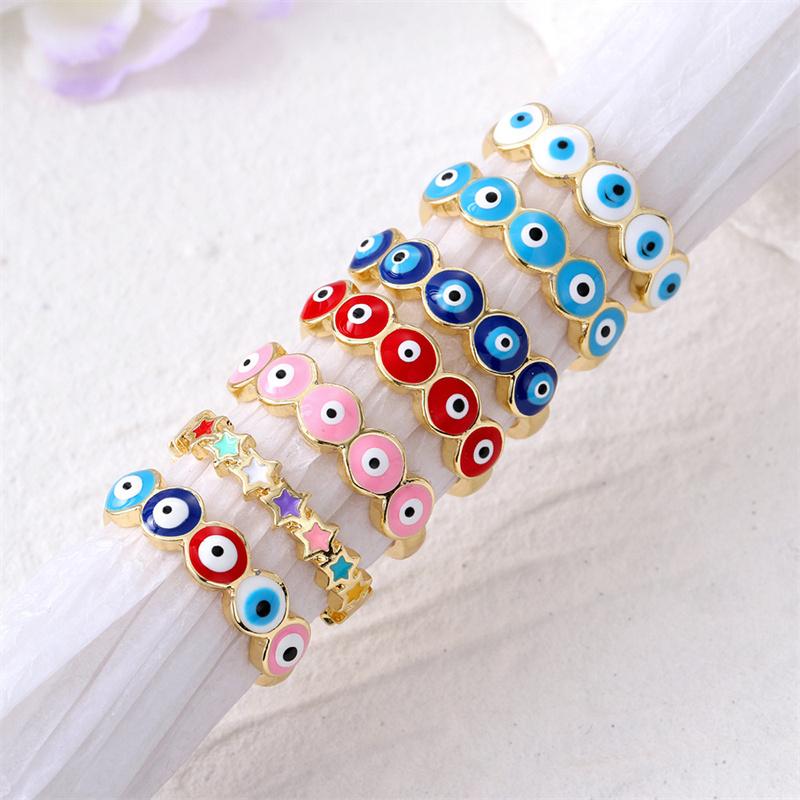 Lucky Turkish Blue Evil Eye Open Rings For Women Men Vintage Colorful Enamel Demon Eyes Finger Ring Party Jewelry Gifts