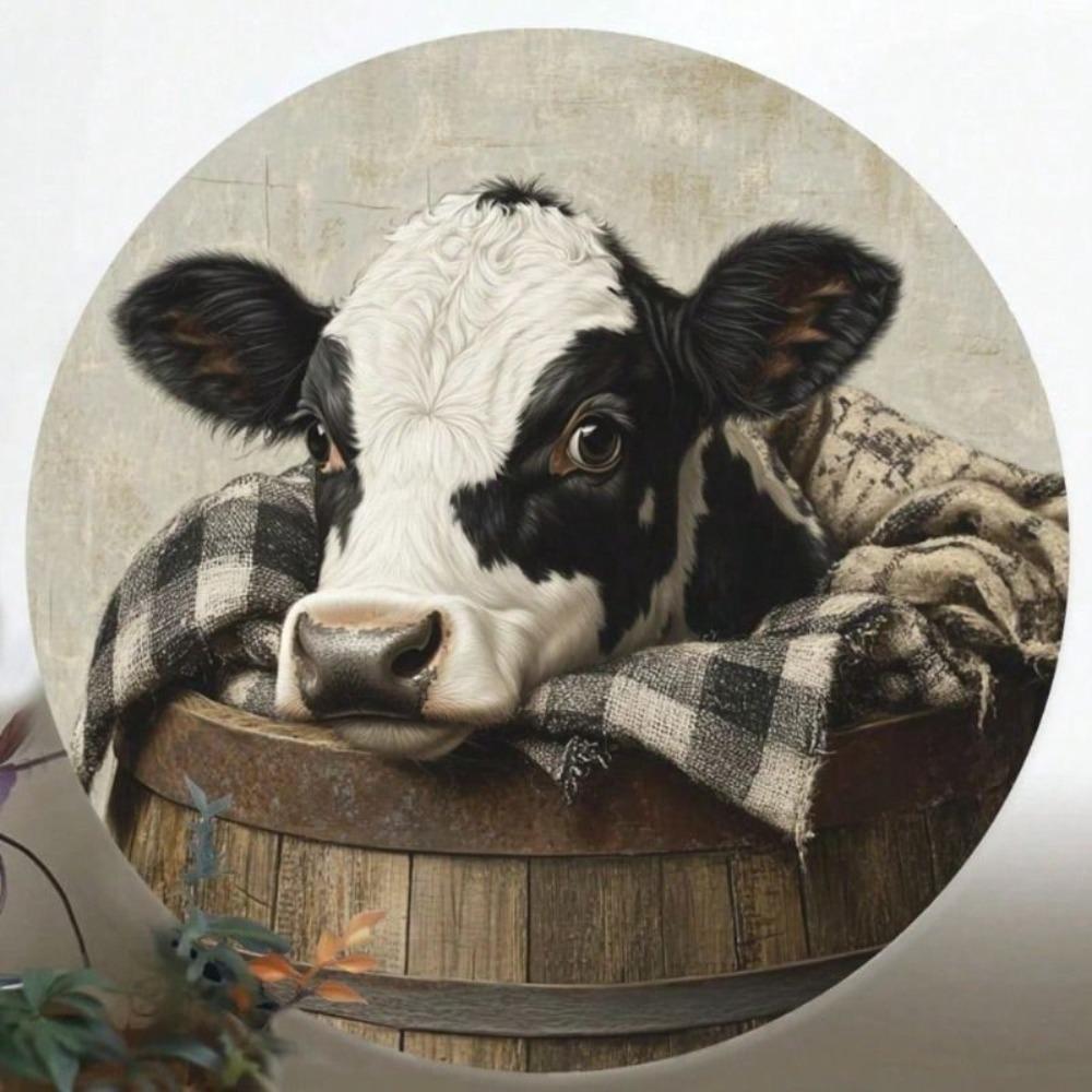 Retro Vintage Metal Cow Barrel Wall Decor Waterproof Bar Cafe Poster