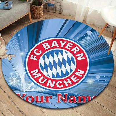FC Bayern Munchen Custom Name Round Area Rug,Carpet Rug for Living Room Bedroom Sofa Playroom Decor,Non-slip Floor Mat