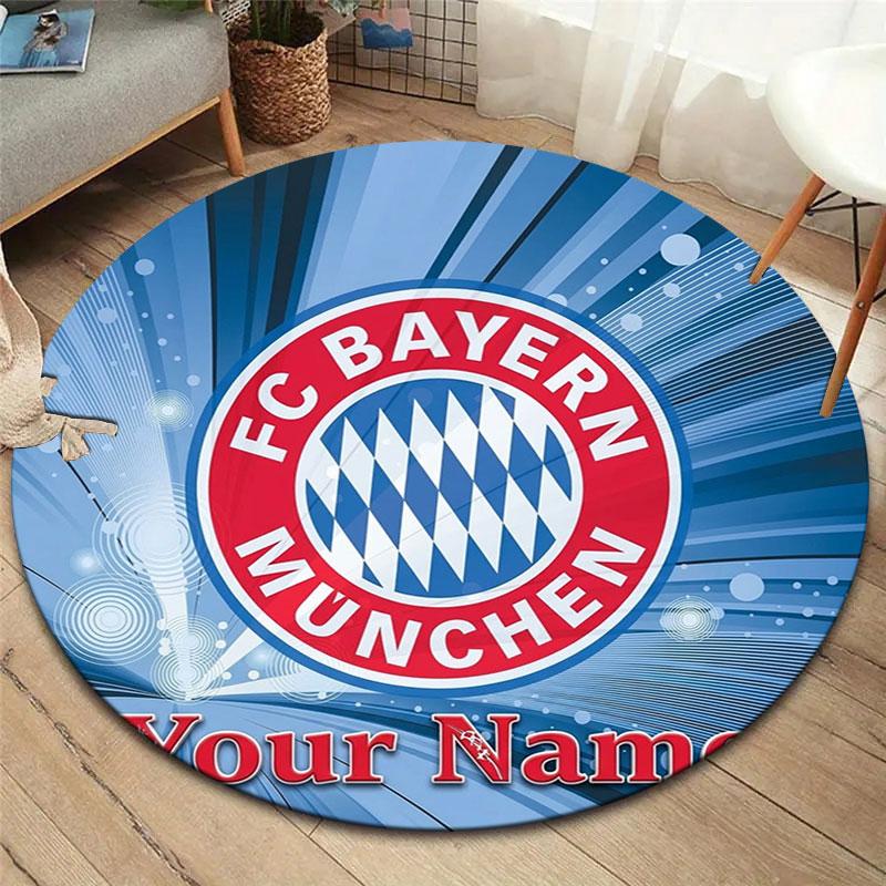 FC Bayern Munchen Custom Name Round Area Rug,Carpet Rug for Living Room Bedroom Sofa Playroom Decor,Non-slip Floor Mat