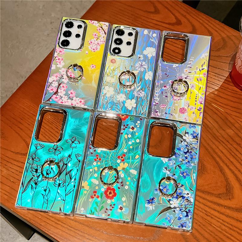 Suport pentru telefon cu inel cu diamante de ultimă generație, husă cu flori cu rază pentru Samsung A55 A35 A15 A25 S24 S23 FE A54 A14 A34 S22 Ultra
