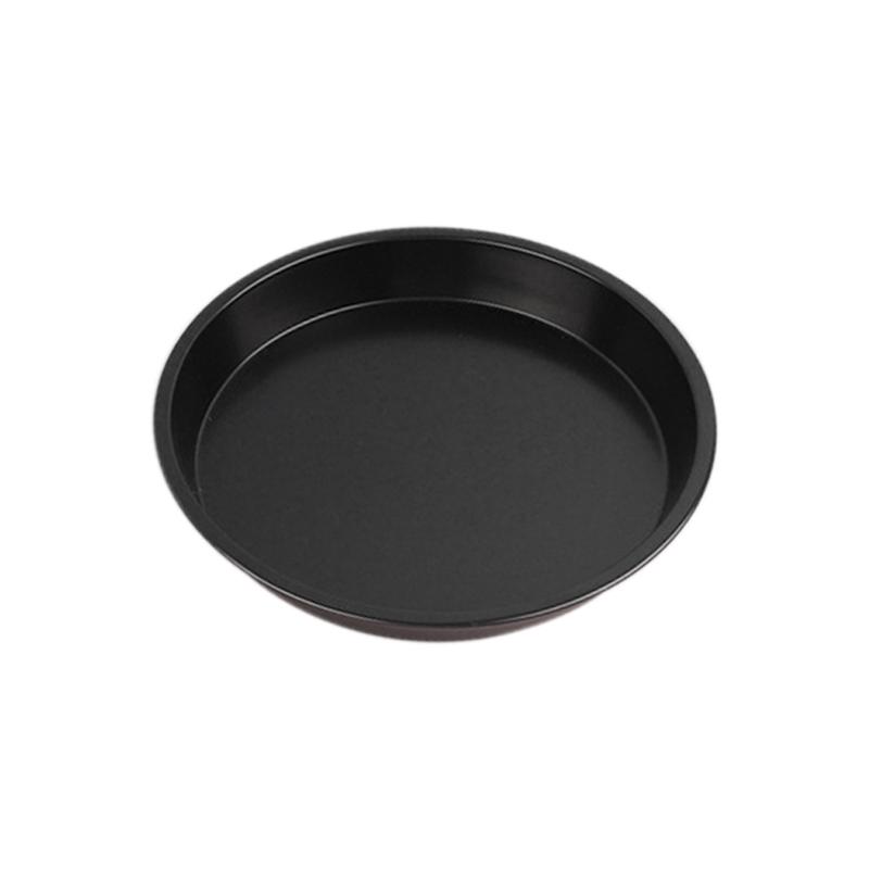 CYCLI-1 PCS Round Pizza Mould Plate Pizza Pan Carbon Steel Deep Tray Non-Stick Mold Baking Mould Tray 9In Black