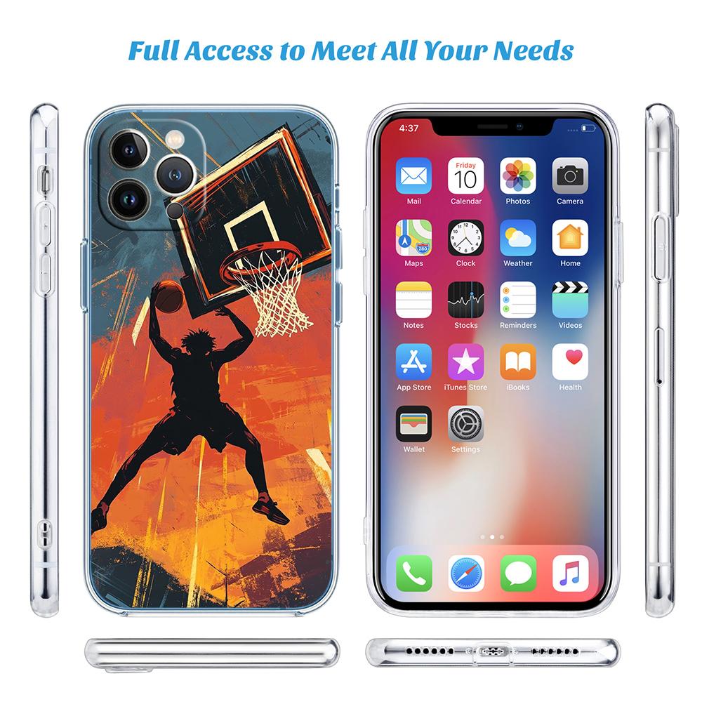 MY2 Basketball Art Shoot Soft Shell Transparent Phone Case for Motorola Moto G7 G8 G9 G84 G85 G73 G24 G15 Z2 Play Power Plus