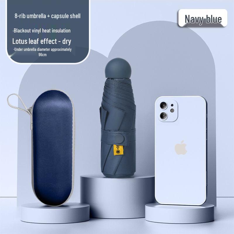 Lätt UV-skyddande Kapselparaply - Bärbart Dubbelanvändningssolskydd för Kvinnor, Soliga och Regniga Dagar