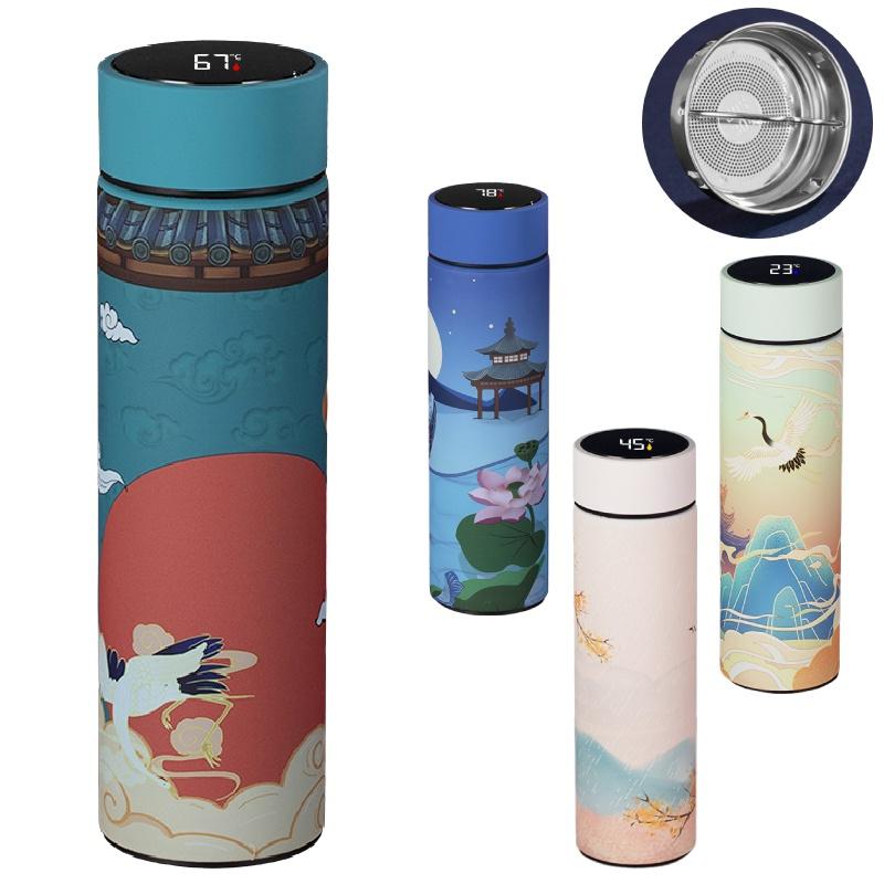 Kreative LED-Anzeige Temperatur Edelstahl Vakuumflasche 500ml