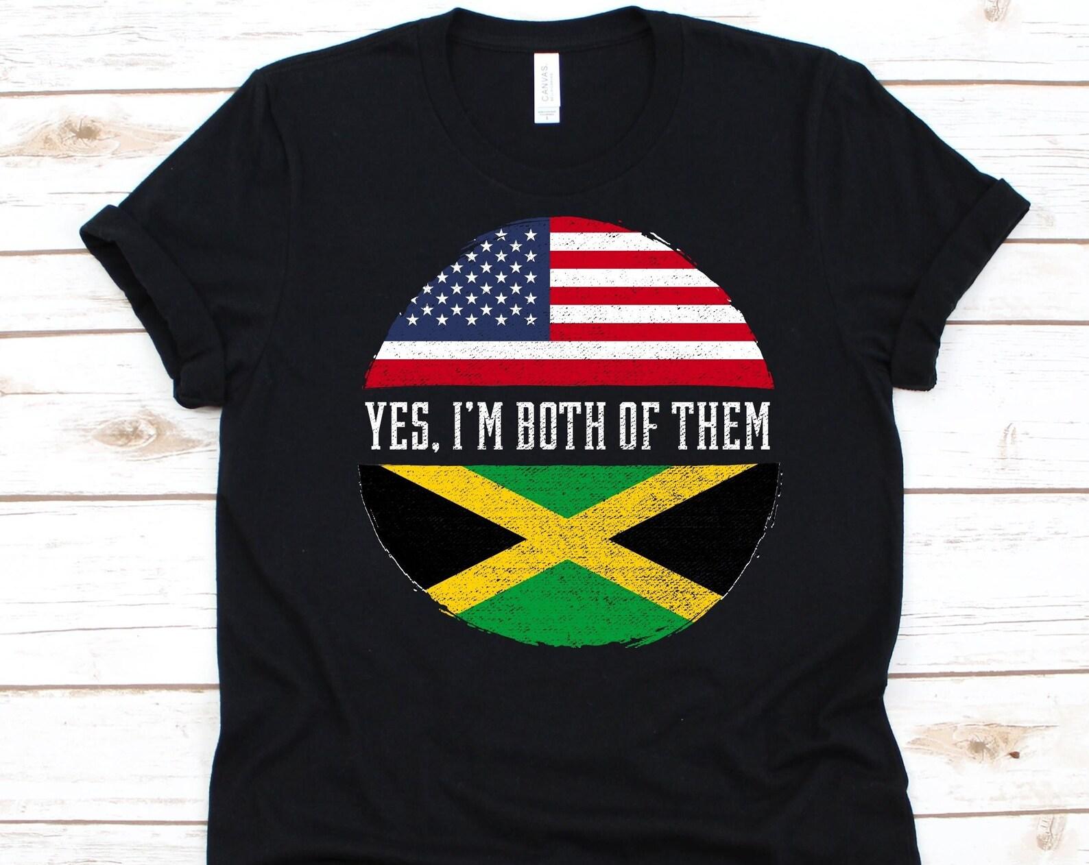 Yes I m Both of Them Shirt, American Flag, Flag Of Jamaica, Jamaican Patois, USA Flag Shirt, July 4th, Jamaican Americans, Dual Citizenship L