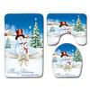 Christmas Home Shower Curtain Polyester Cloth Four-Piece Toilet Floor Mat Bathroom Non-Slip Door Mat Bedroom Carpet